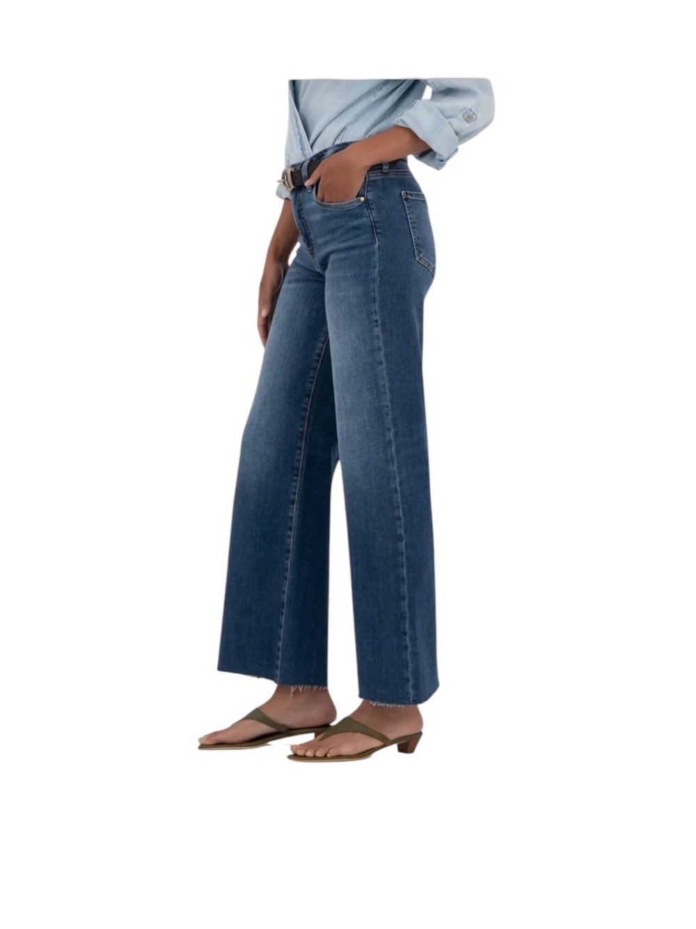 Kut Meg Fab Ab Wide Leg High Rise Inexhaustible Wash Raw Hem 12 - Picture 2 of 10